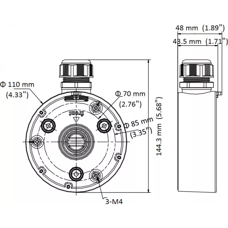 Aansluitdoos Hikvision DS-1280ZJ-TR13 outdoor zwart zilver 1kg