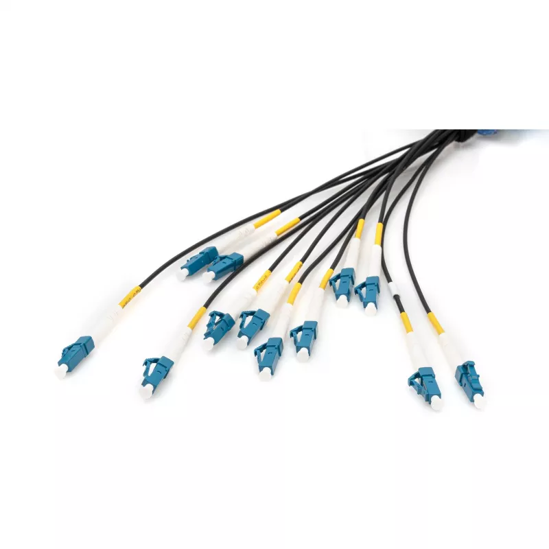 Digitus vooraf geassembleerde glasvezel universele breakout-kabel, 12 vezels, LC/UPC, 50 m