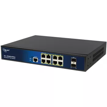 Managed 10-poorts PoE switch ALLNET ALL-SG8610PMJ met 8 PoE+ poorten en 2 uplink-poorten