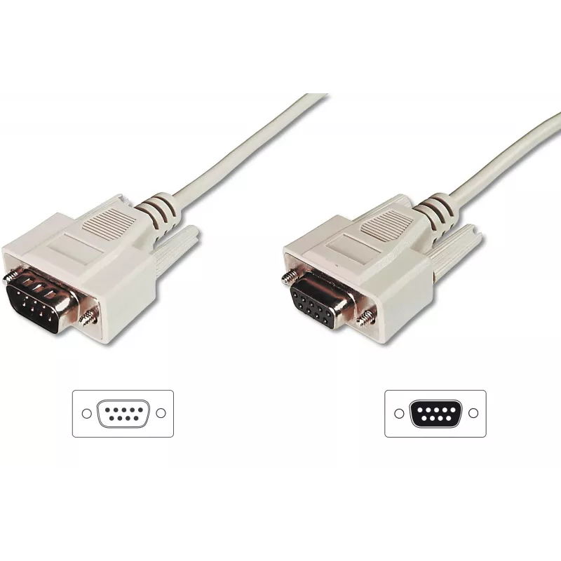 Digitus ASSMANN - seriële verlengkabel - DB-9 (M) - DB-9 (V) - 3 m - gevormd, duimschroeven - beige (AK-610203-030-E)