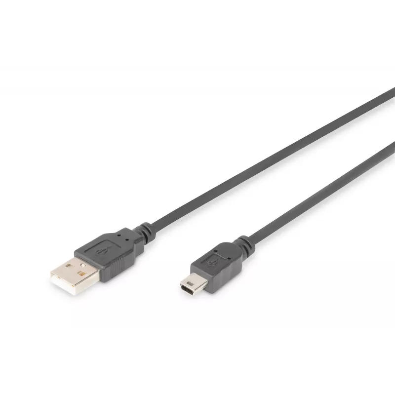 ASM AK-300108-018-S ASSMANN kabel USB 2.0 HighSpeed Canon Type USB A / Mini-USB B (5-polig) stekker 1,8 m
