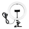 LED-ringlamp 26 cm met telefoonhouder en klem, USB