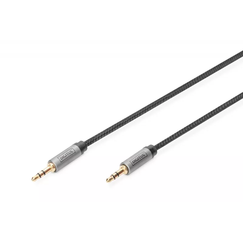 Digitus DB-510110-010-S audiokabel, 3,5 mm jack naar 3,5 mm jack, male/male, 1 m, dubbel afgeschermd, zwart