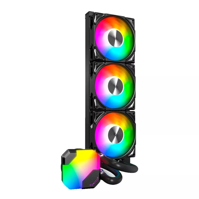 AIO-waterkoeling Montech Hyper Flow ARGB 360 mm zwart – 360-mm-radiator, ARGB, gesloten CPU-koeler