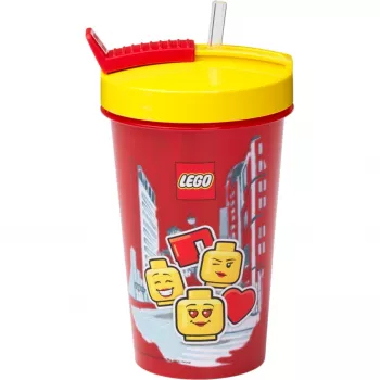 Beker met rietje Room Copenhagen LEGO Iconic Girl Bright Red 500 ml (rood/geel)