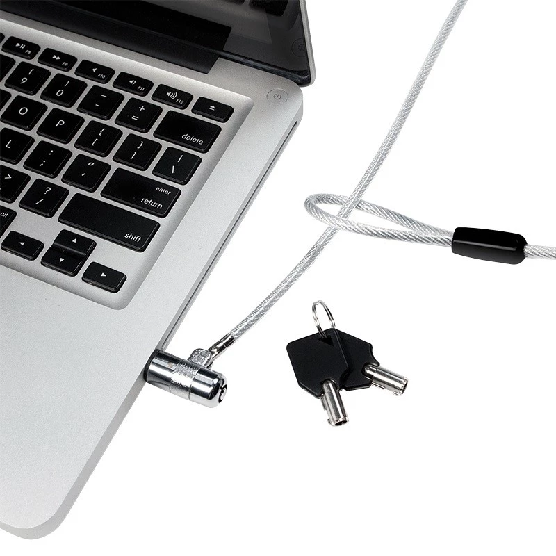LogiLink NBS009 beveiligingskabel met sleutelslot voor notebook, 1,8 m, T-bar, 1,5 cm, 2 sleutels, slim, zilver