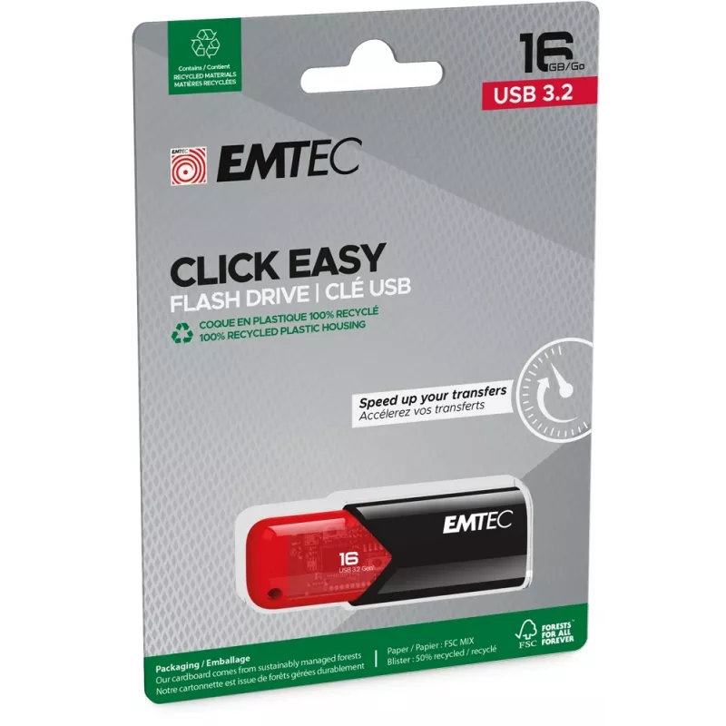USB-flashdrive Emtec 16 GB USB Type-A 3.2 Gen 2 zwart rood