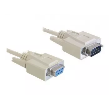 Delock Seriële verlengkabel, DB9 male naar female, gegoten, duimschroeven, 2 m, beige