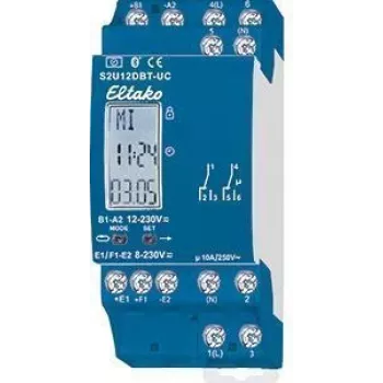 2-kanaals tijdschakelklok Eltako S2U12DBT-UC 230V Bluetooth — programmeerbaar schakelrelais