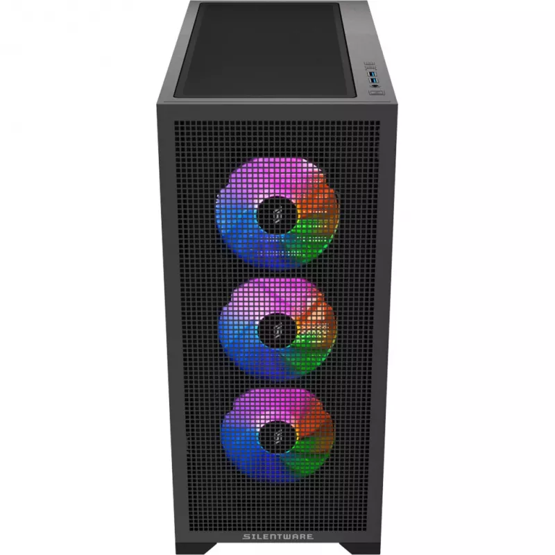 PC-behuizing Silentware Core 100 A-RGB zwart — model CORE100zwart, A-RGB-verlichting, midtower-formfactor