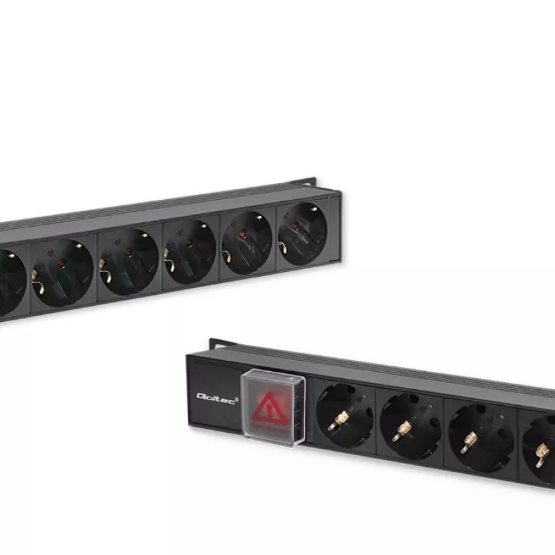 Qoltec aluminium PDU voor RACK | 16A | 16 x Schuko | verticaal | 1,8 m