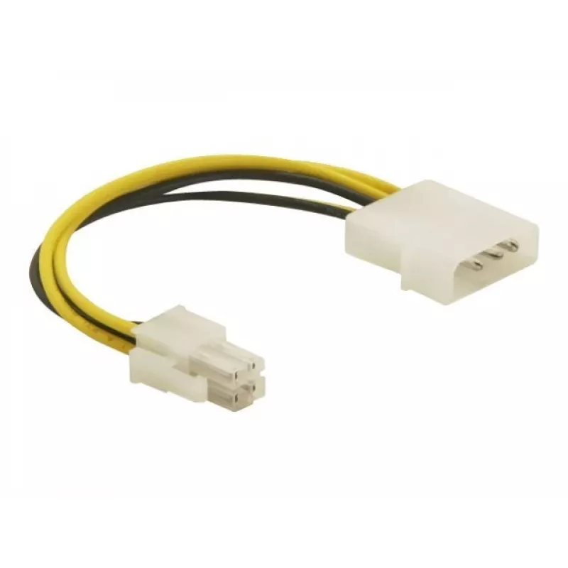 Delock 82391 voedingsadapterkabel, 4-pins ATX12V (P4) male naar Molex 4-pins male, 0,15 m