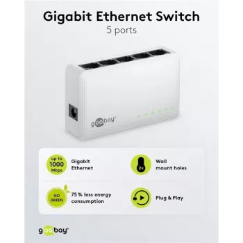 Goobay 5-poorts Gigabit Ethernet netwerkswitch (64563)