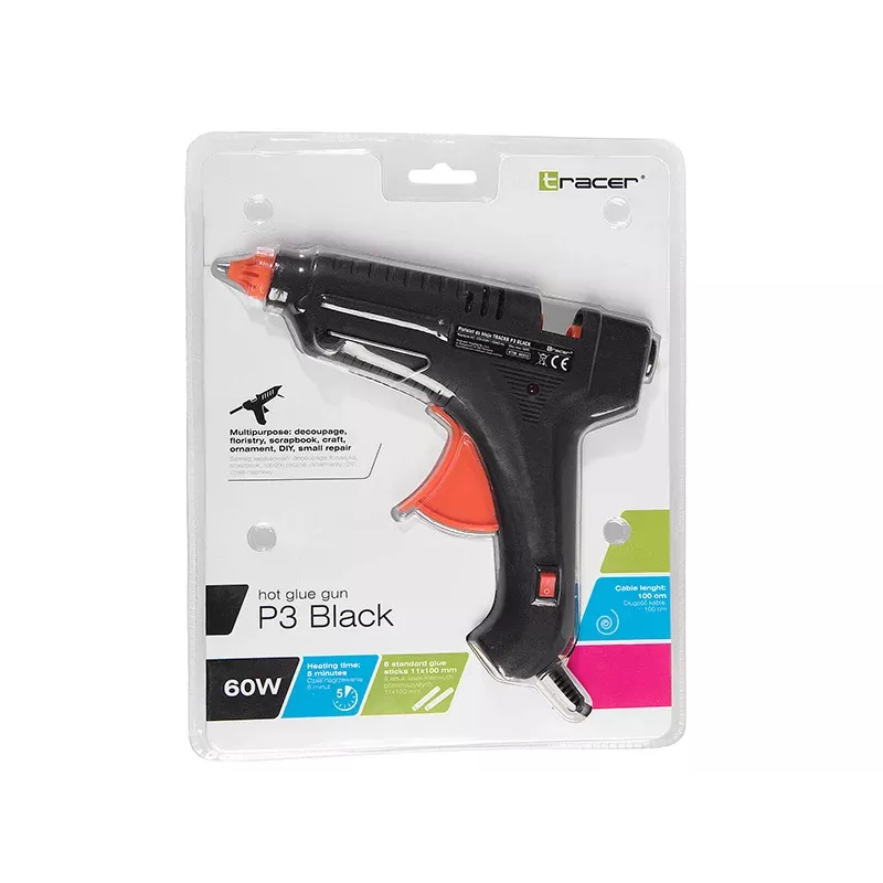 Lijmpistool TRACER 46512 P3 zwart 100W