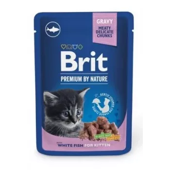 Natvoer voor katten Brit Premium by Nature Kitten White Fish 100 g, zakje, eiwit 9,5 %, vet 5 %, vocht 81 %