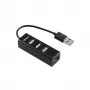 Sbox H-204 USB 4-poorts hub zwart