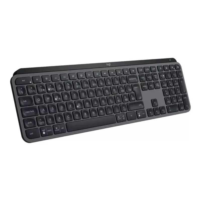 Logitech MX Keys S 920-011589 draadloos toetsenbord op volledige grootte, Bluetooth LE / Logi Bolt, verlicht, oplaadbaar via USB-C, QWERTY US International, met polssteun, grafiet