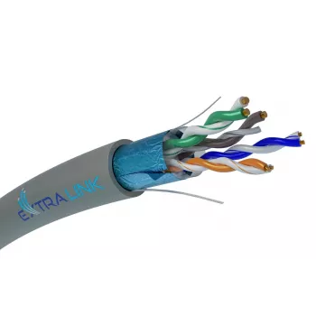 Netwerkkabel Extralink Twisted-Pair CAT5E FTP binnen 305M grijs