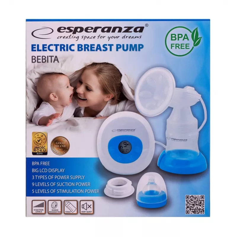 Esperanza BEBITA ECM001B Elektrische borstkolf, 150 ml, blauw
