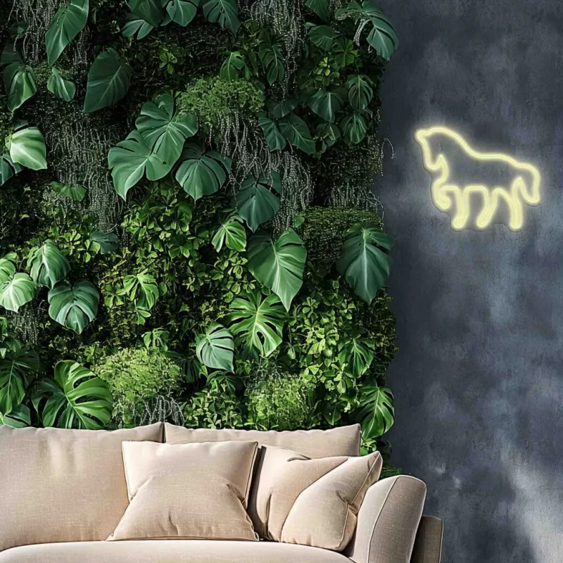 LED-neonbord MANTA SNL103WH – paardenmotief, wit