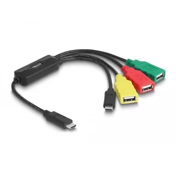 DeLOCK 4-poorts USB 2.0 kabel-hub USB Type-C naar 3 x USB-A bus + 1 x USB-C stekker