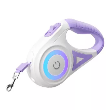 Automatische hondenriem Rojeco Dog Automatic Leash LED 5 m — paars, uitschuifbaar met LED-licht