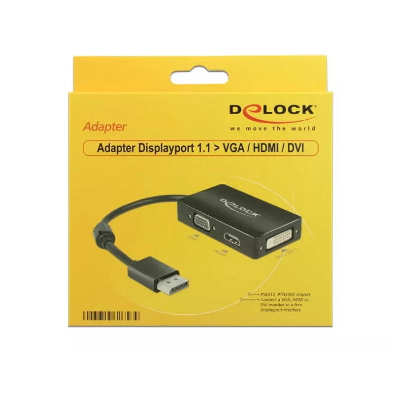 DeLOCK 0,16 m DisplayPort/VGA+HDMI+DVI VGA (D-Sub)+ HDMI + DVI zwart