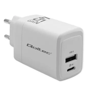 GaN 45W oplader 5V 20V 1,5A 3A, 1x USB-C PD, 1x USB-A