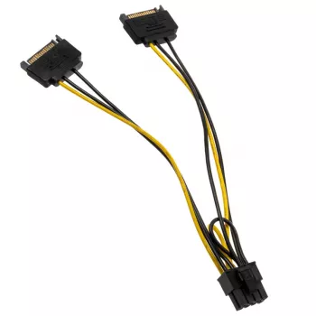 2x 15-pins SATA naar 1x 6-pins PCIe adapter - adapter - digitaal/data (AK-CBPW19-15)