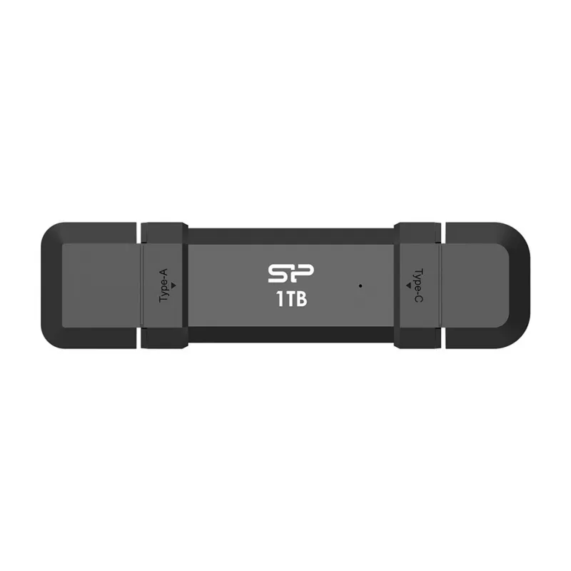 USB-stick Silicon Power DS72 1 TB, USB 3.2 Gen 2 Type-A / Type-C, aluminium-rubber behuizing, zwart