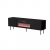 TV-kast Cama Meble LUCCA 180x40x59 cm, zwarte bovenkant en frame, spaanplaat, inclusief zwarte haard