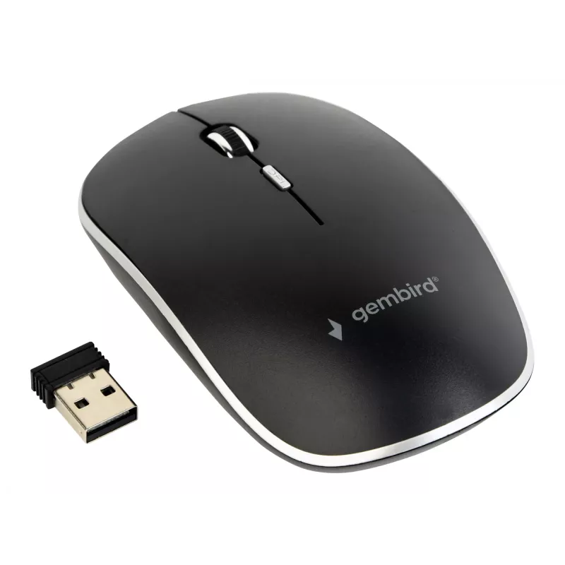 Muis USB OPTICAL WRL zwart/SILENT MUSW-4BS-01 GEMBIRD