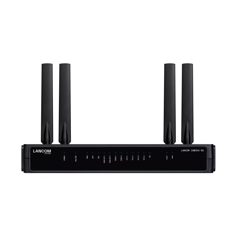 Router Lancom Systems LANCOM 1803VA-5G (EU) — 5G, Gigabit Ethernet, externe SMA-antenne, 1 ventilator, AES/3DES-beveiliging