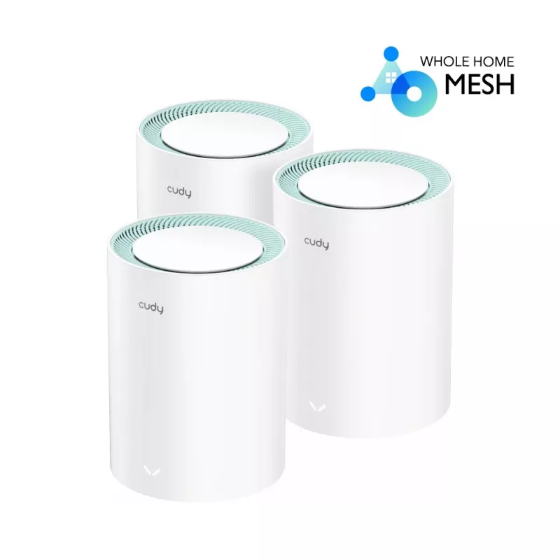 Cudy M1300 3-pack mesh-wifisysteem dualband (2,4 GHz / 5 GHz) Wi-Fi 5 (802.11ac) wit 1 intern