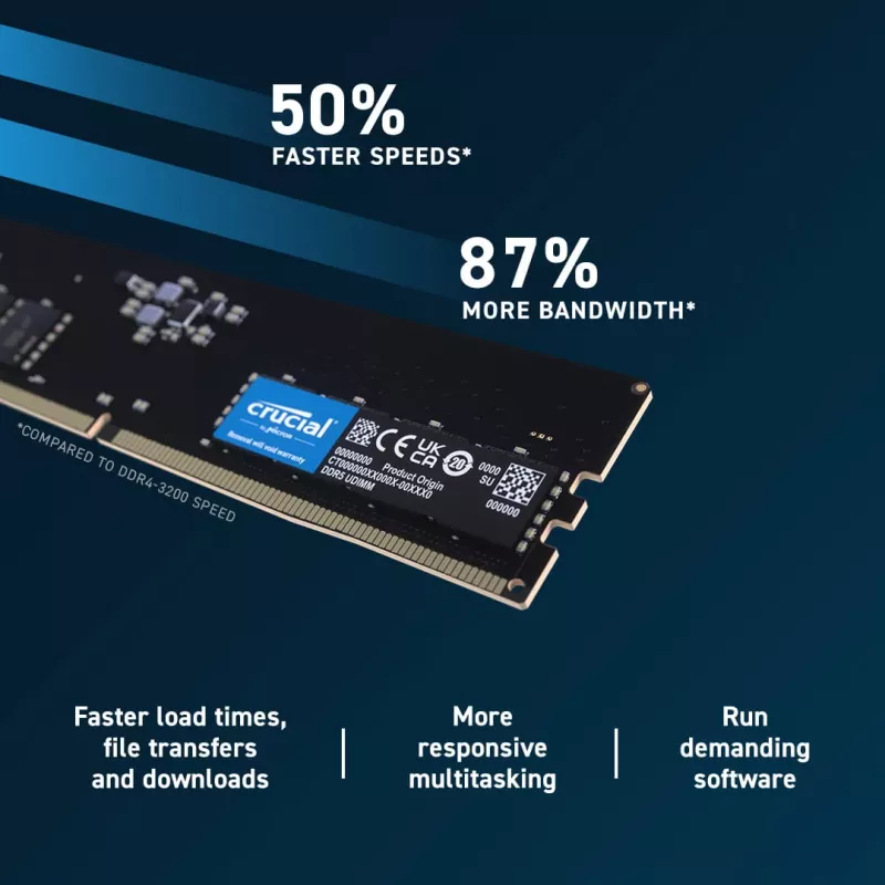 GEHEUGEN DIMM 64GB DDR5-5600/KIT2 CT2K32G56C46U5 CRUCIAL