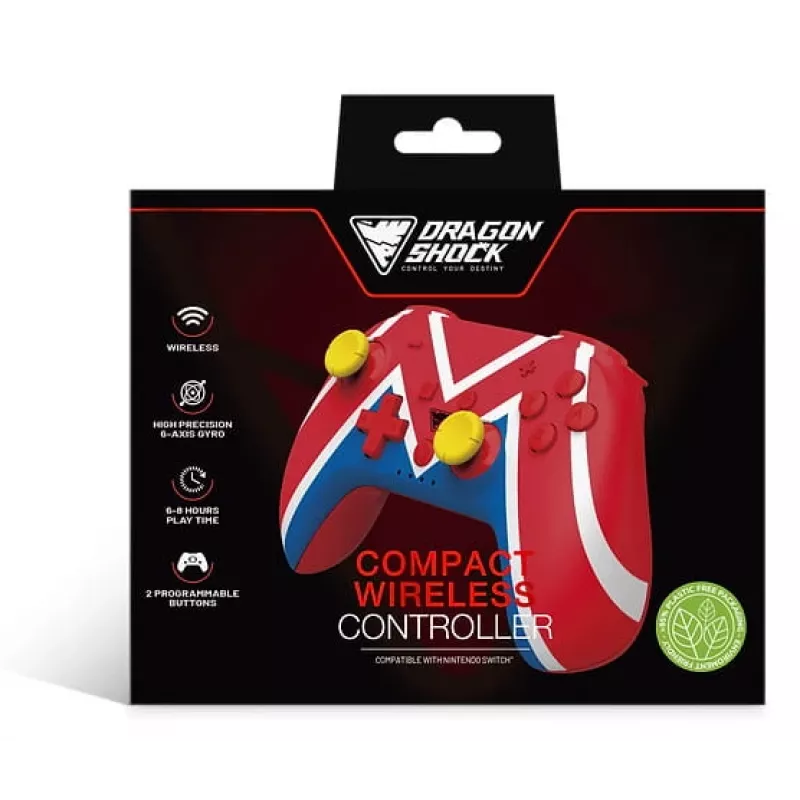 DragonShock PopTop Compact, gamepad, Nintendo Switch, terug-knop, D-pad, home-knop, reset-knop, draadloos, Bluetooth, USB Type-C