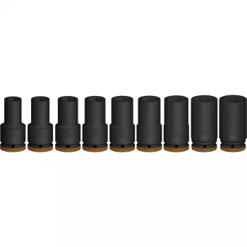 Dopsleutelset Bosch PRO 3/4 inch, 9-delig, diepe dopsleutels, zwart