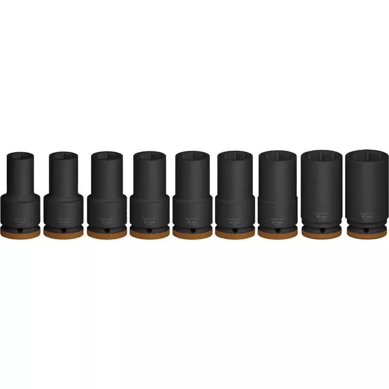 Dopsleutelset Bosch PRO 3/4 inch, 9-delig, diepe dopsleutels, zwart