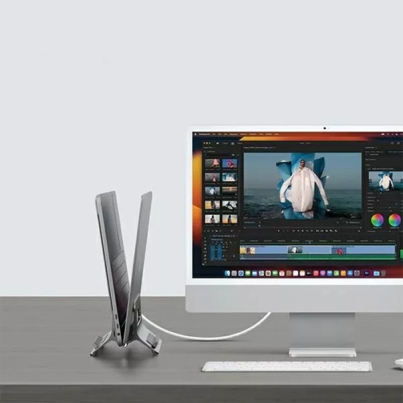 Gravity houderstandaard voor MacBook grijs