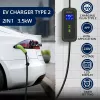 Qoltec Mobiele EV-autolader Verstelbaar 2in1 Type2 | 3.5kW | 230V | Wi-Fi | LCD | Draagbaar | Wallbox | 5m