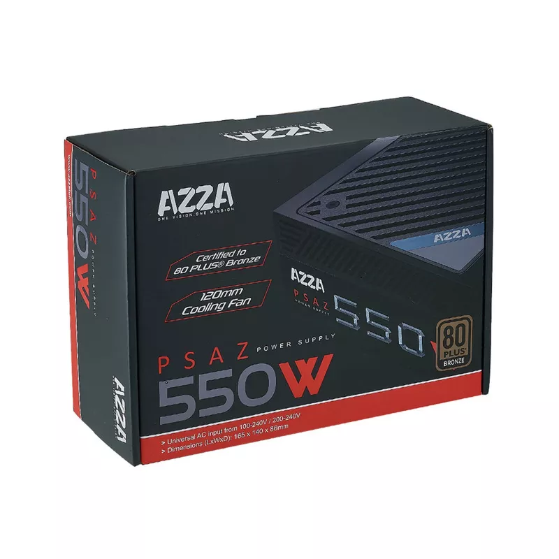 AZZA PSAZ-550W ATX-voeding 550 W, 80 PLUS Bronze, 120-mm ventilator