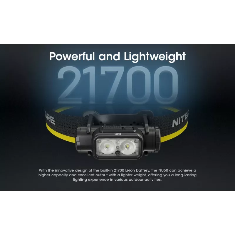 Hoofdlamp Nitecore NU50 zwart geel LED waterdicht stootvast