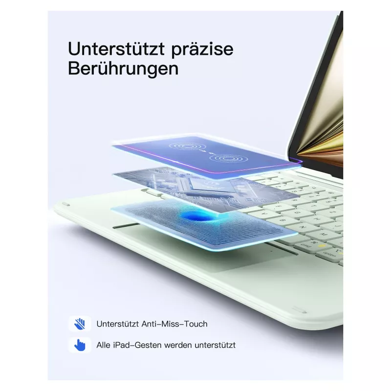 Inateck KB04122 Keyboard Folio voor iPad 11, QWERTZ, groen