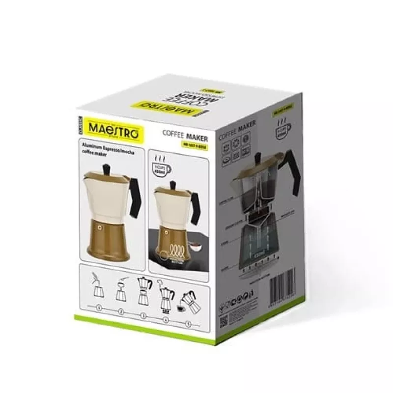 Mokapot Maestro MR-1657-9-BEIGE van aluminium, inductie-koffiezetapparaat, capaciteit 9 kops