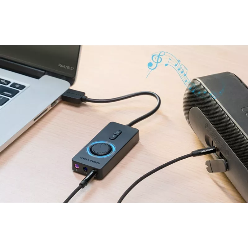 Vention CDRBF externe USB 2.0-geluidskaart, jackaansluiting, volumeregeling, 48 kHz, 1 m