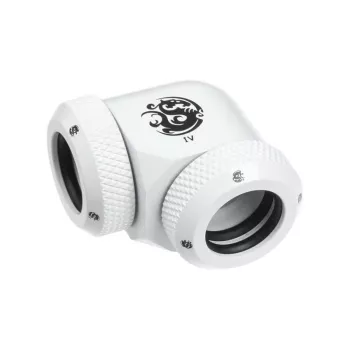 BitsPower Multi-Link 90° adapter voor 2x 12mm AD fittings — wit (BP-DWE90DML)