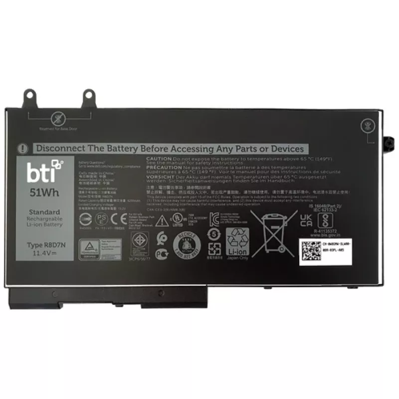 BTI-accu voor Dell Latitude 5420 Rugged 11,4 V 51 Wh (3 cellen), zwart