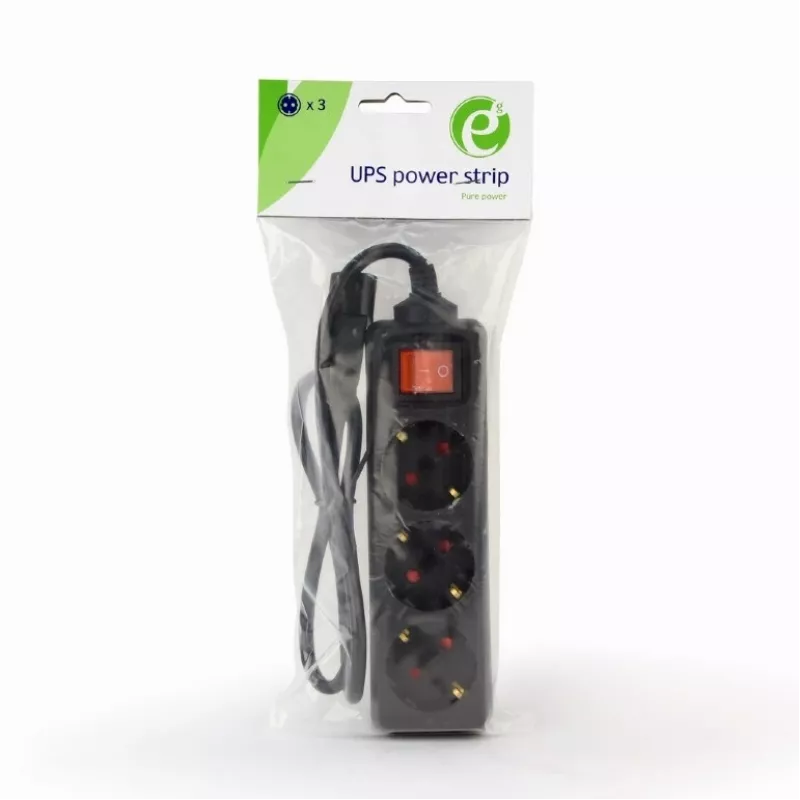 Gembird EG-PSU3-01 stroomverlengsnoer 0,6 m 3 AC-uitgangen binnen zwart