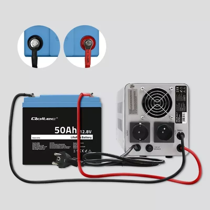 LiFePO4-batterij QOLTEC 12,8 V 50 Ah (model 53704) voor backup en energieopslag