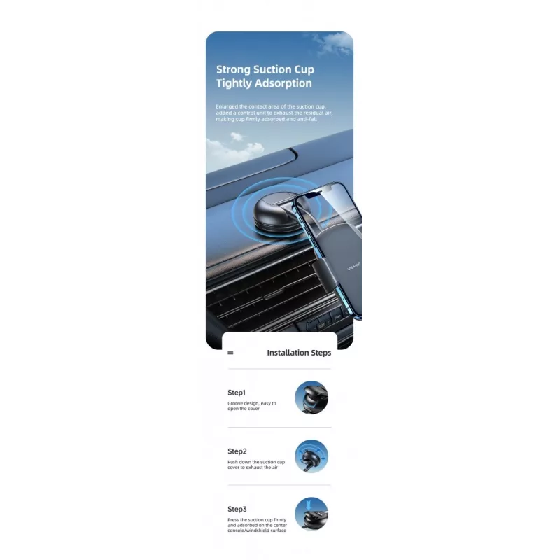 Autohouder usams ZJ063 voor dashboard of voorruit, verstelbare hoek